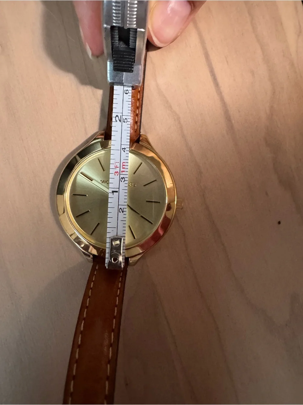 Michael Kors Gold Dial Brown Leather Strap Watch